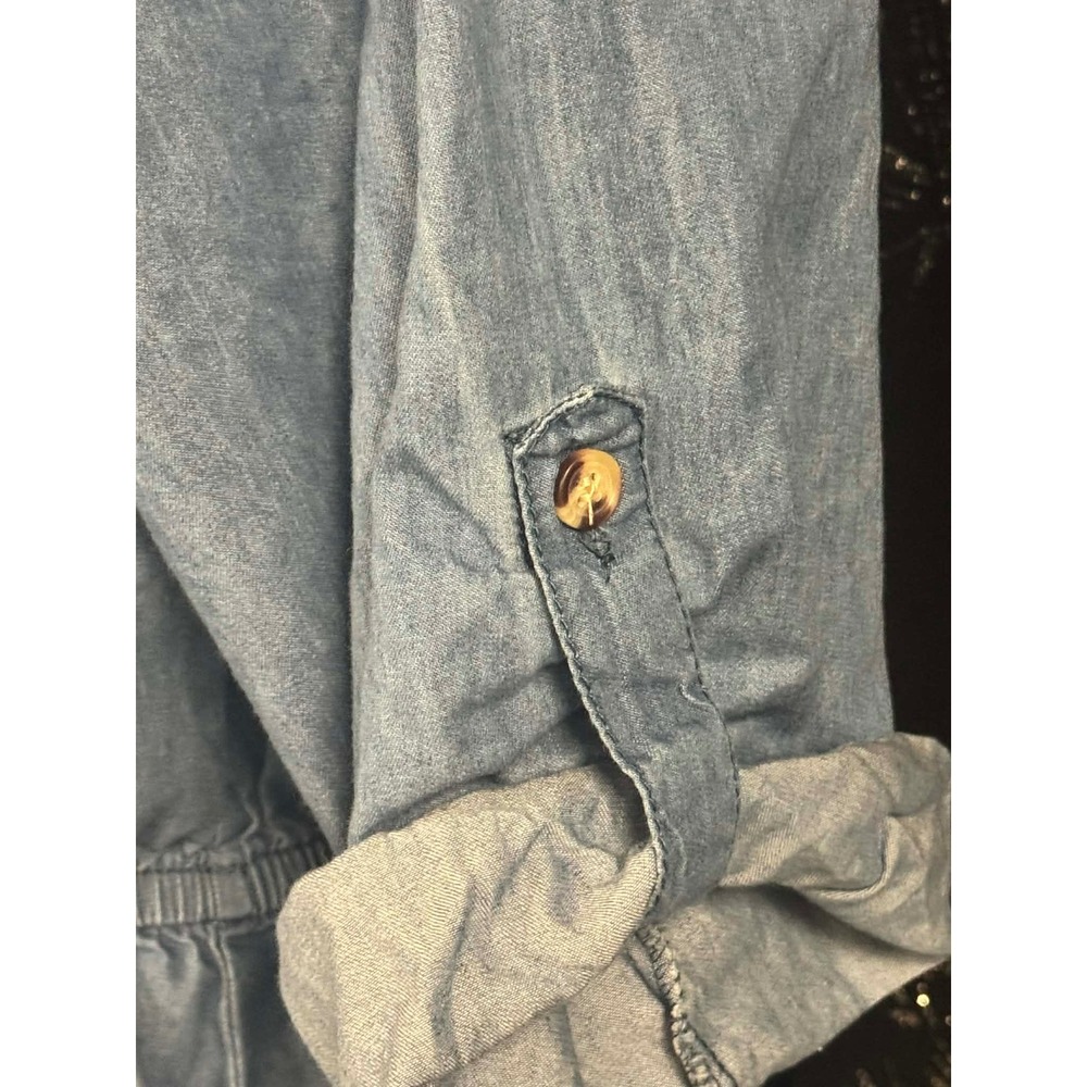Speed Limit MPH Light Wash Denim Shirt Dress Roll Tab Sleeve Drawstring Waist XL - Picture 5 of 6